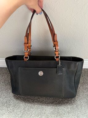 Vintage Coach Chelsea Black Pebbled Leather Tote Shoulder Bag